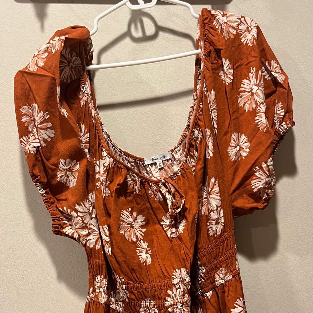 Madewell Terracotta and White Floral Dress